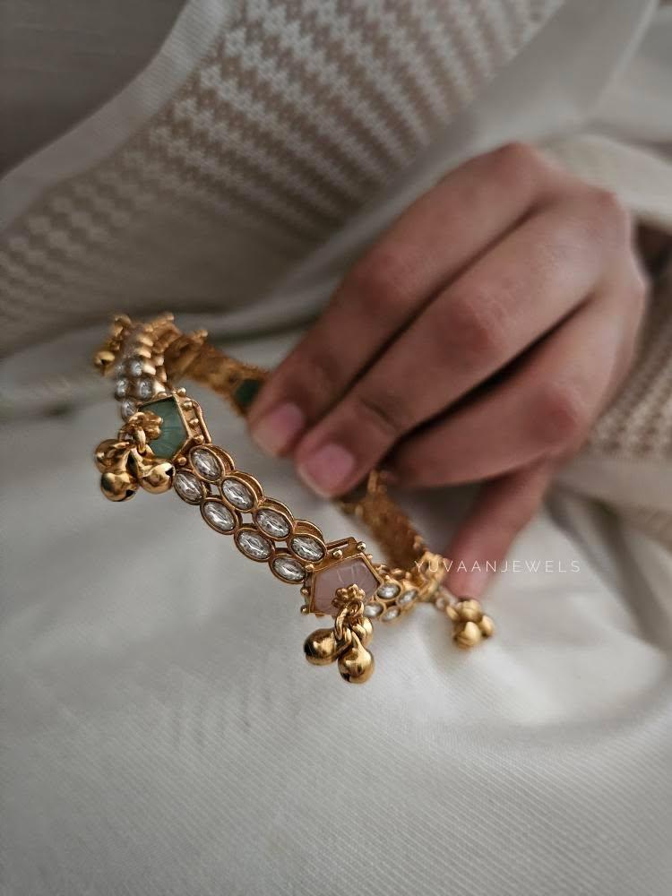 Sarah handcrafted openable polki bangles Thumbnail