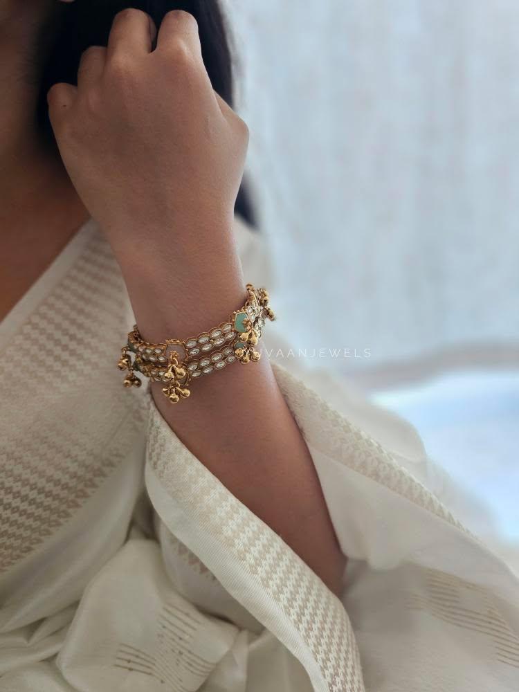 Sarah handcrafted openable polki bangles Thumbnail