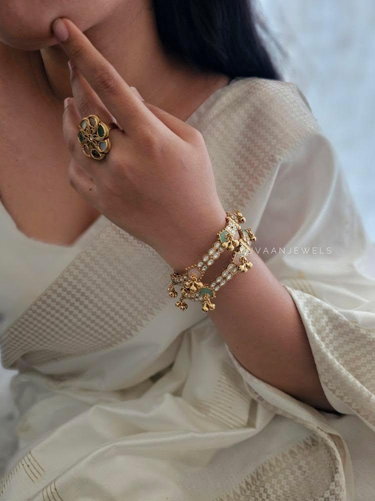 Sarah handcrafted openable polki bangles Thumbnail