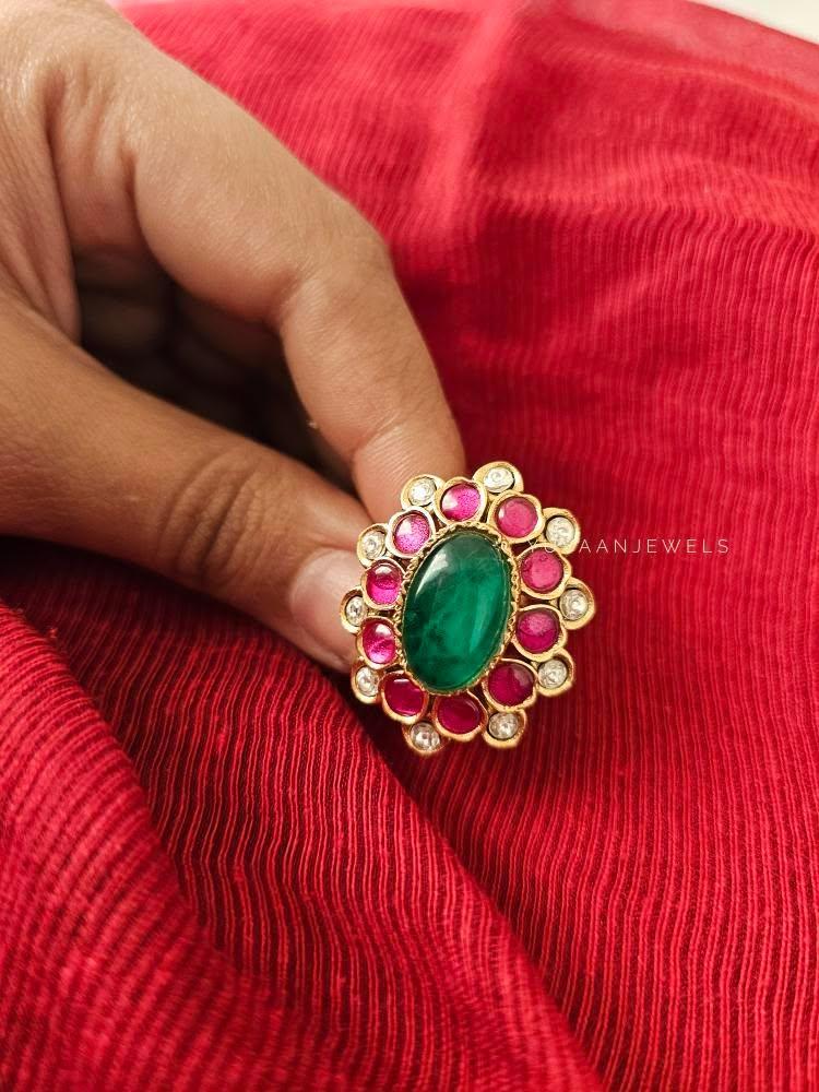 Mayur quartz and polki ring Thumbnail