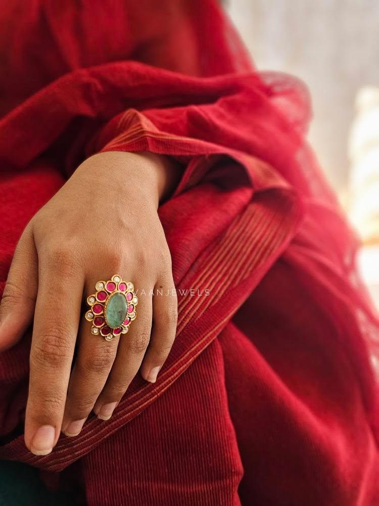 Mayur quartz and polki ring Thumbnail