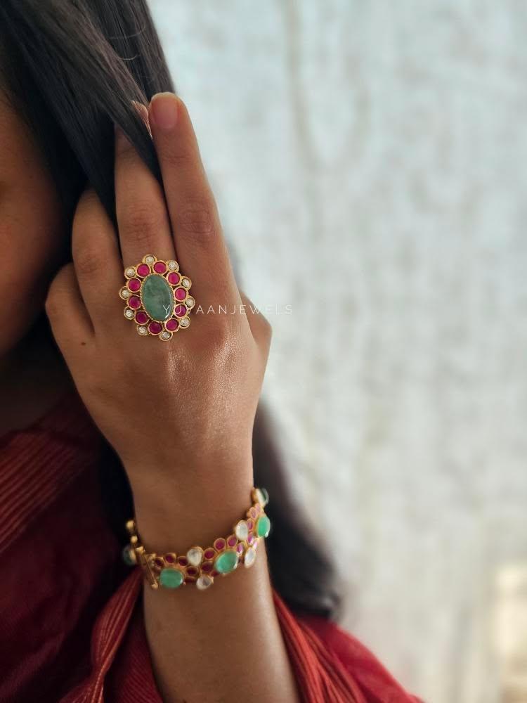 Mayur quartz and polki ring Thumbnail