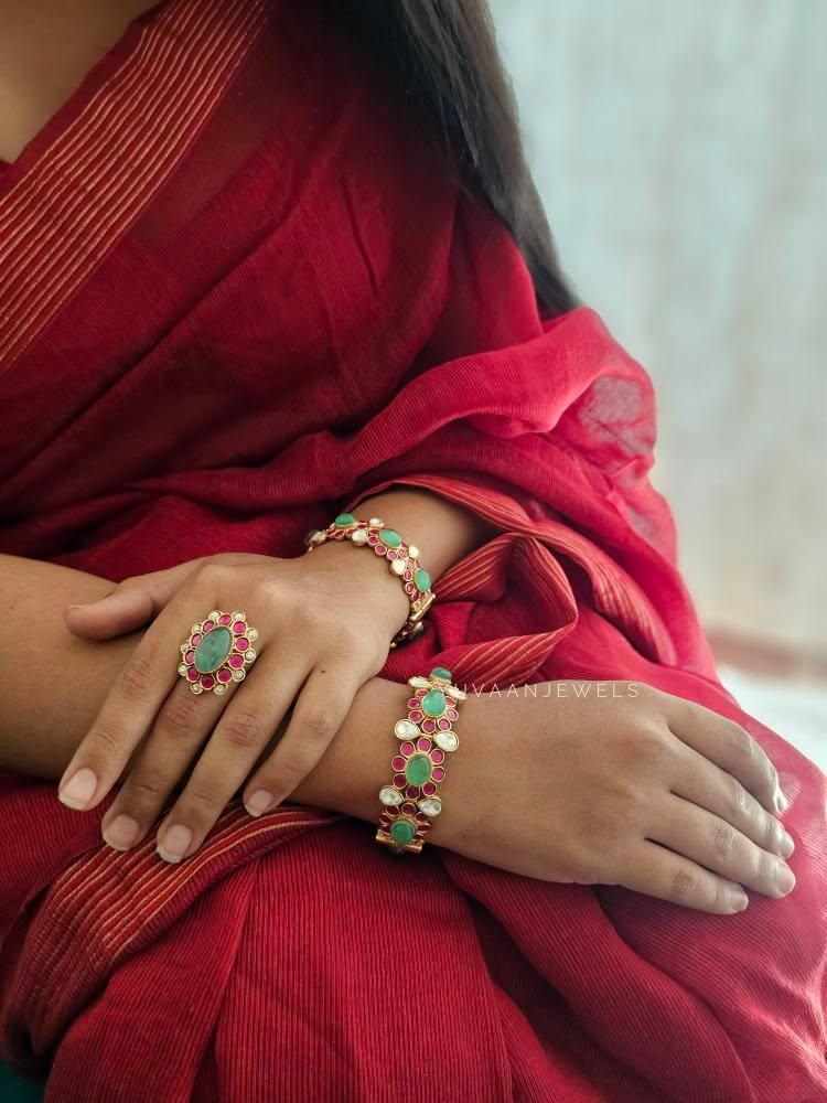 Mayur quartz and polki ring Thumbnail