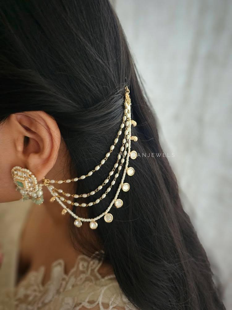 Everly polki and pearl studs Thumbnail