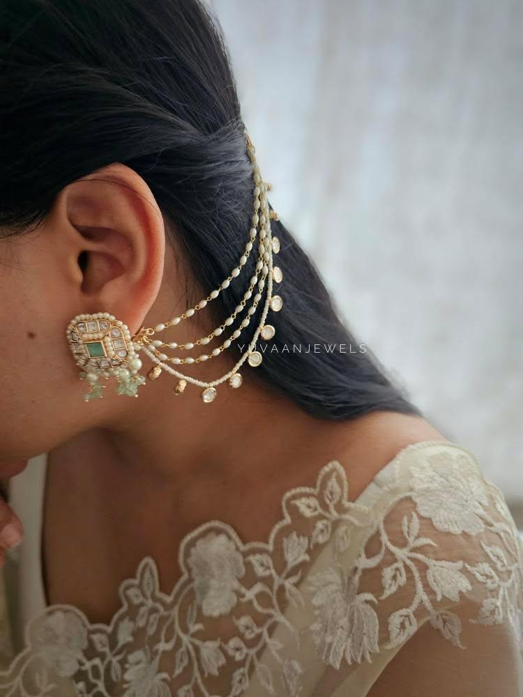 Everly polki and pearl studs Thumbnail