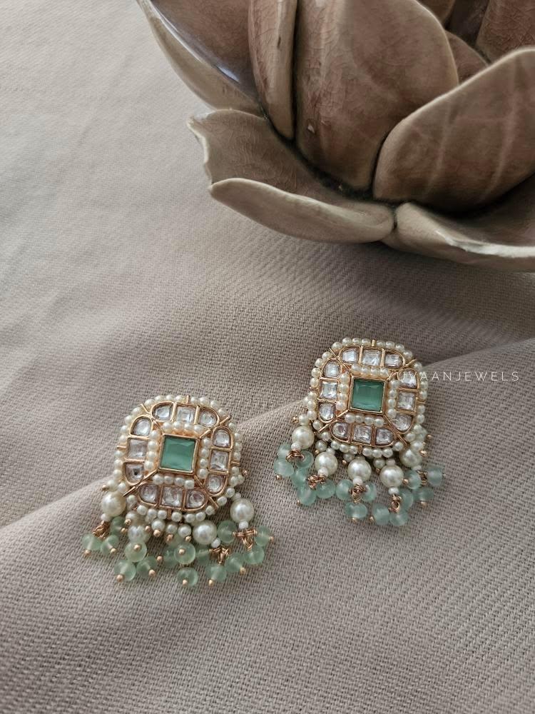 Everly polki and pearl studs Thumbnail