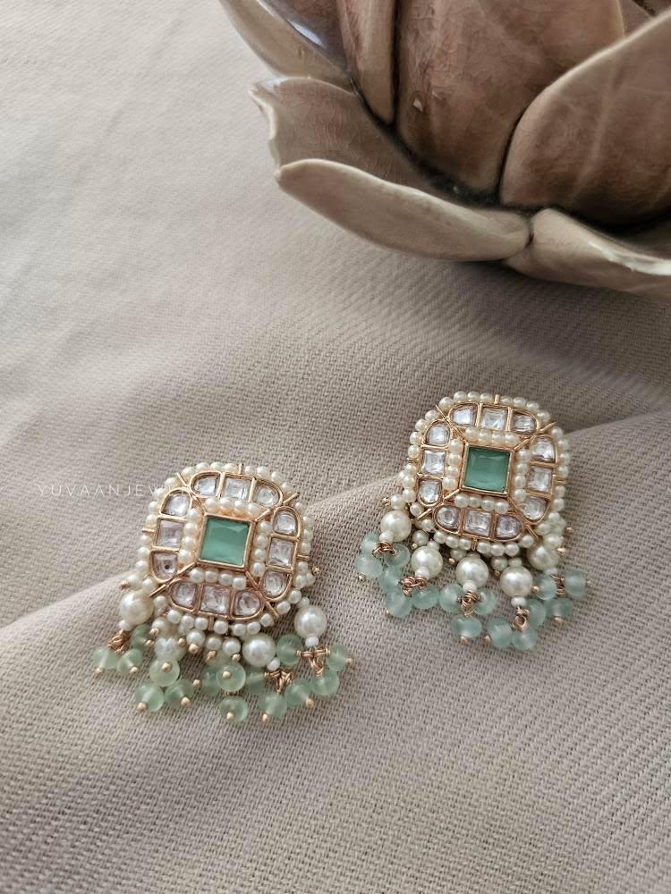 Everly polki and pearl studs Thumbnail