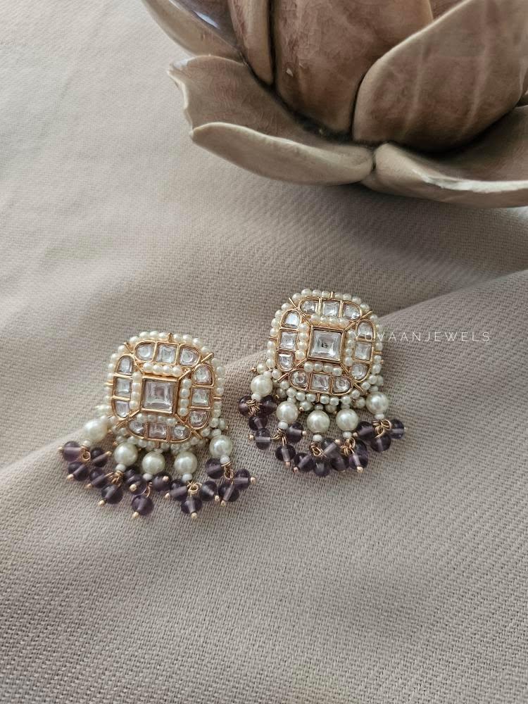 Everly polki and pearl studs Thumbnail