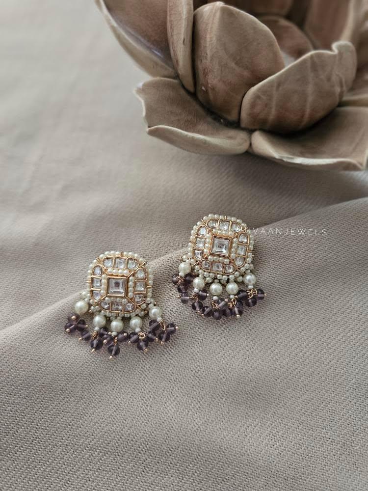 Everly polki and pearl studs Thumbnail