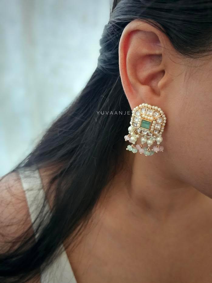Everly polki and pearl studs Thumbnail