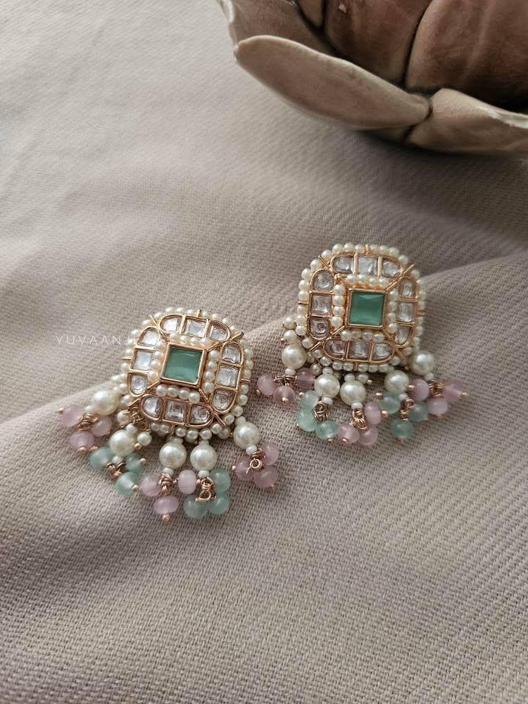 Everly polki and pearl studs Thumbnail