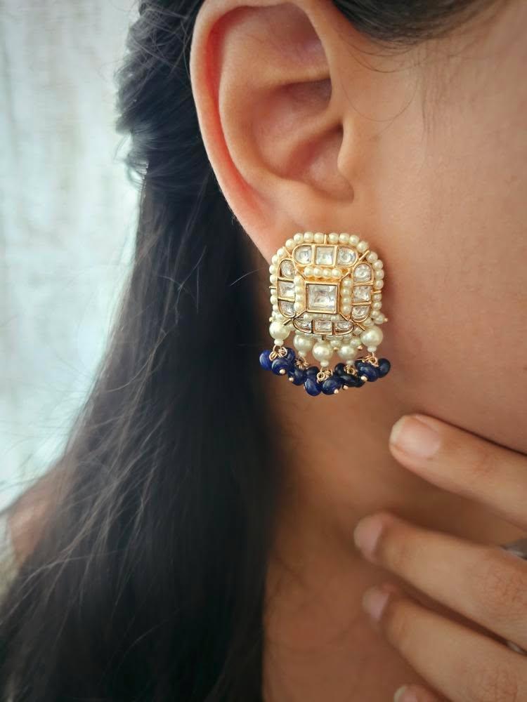Everly polki and pearl studs Thumbnail