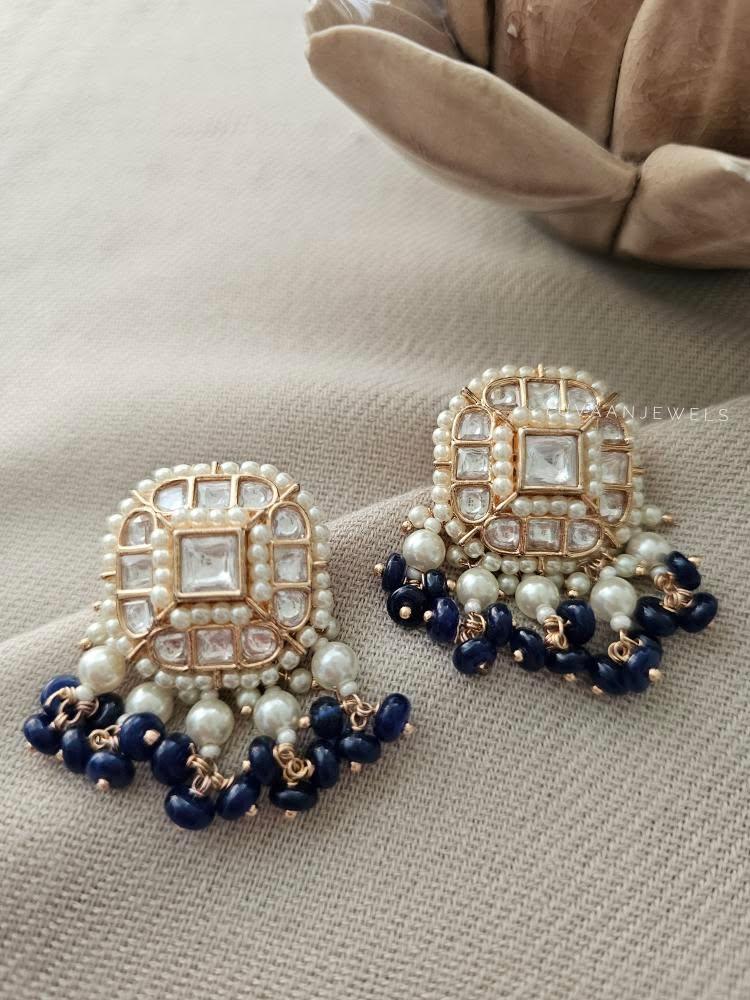 Everly polki and pearl studs Thumbnail