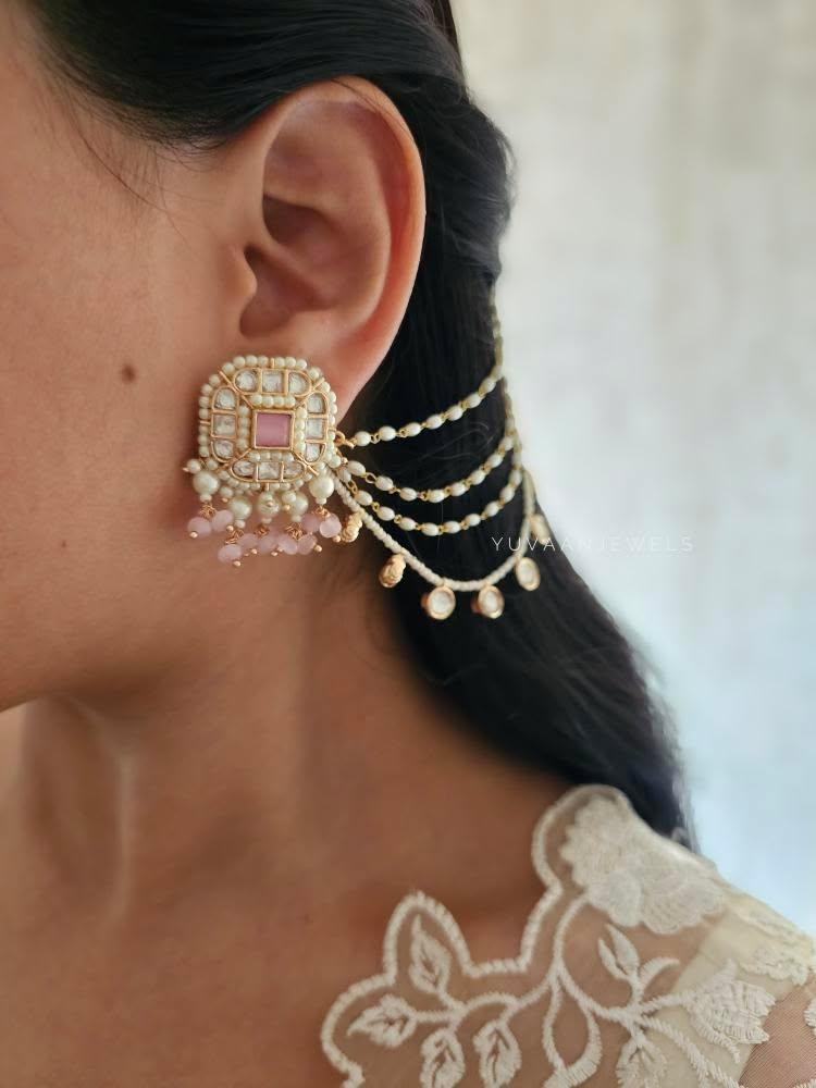 Everly polki and pearl studs Thumbnail