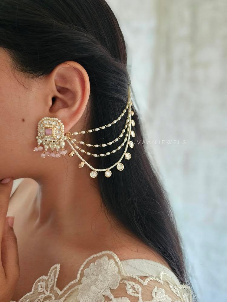 Everly polki and pearl studs Thumbnail