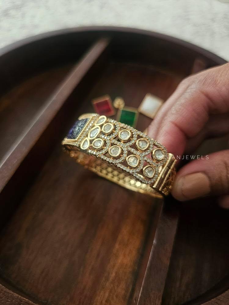 Kacie interchangeable stone openable polki kada Thumbnail