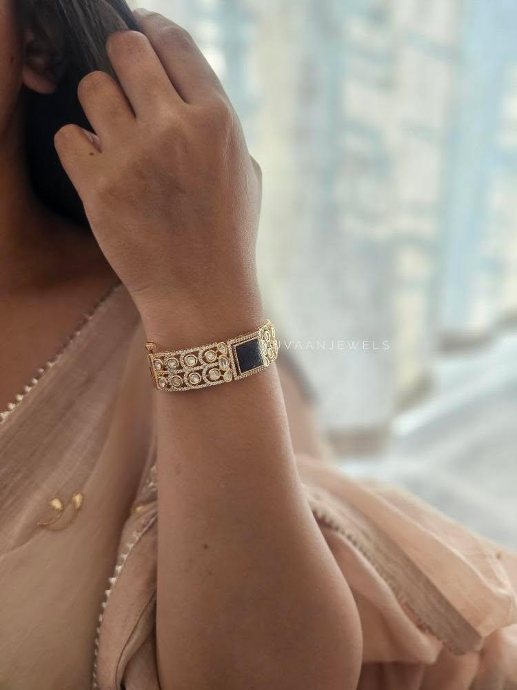 Kacie interchangeable stone openable polki kada Thumbnail