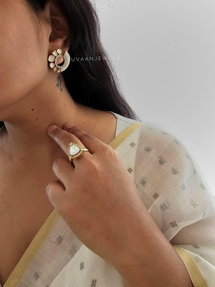 Avaia polki and pearl studs Thumbnail