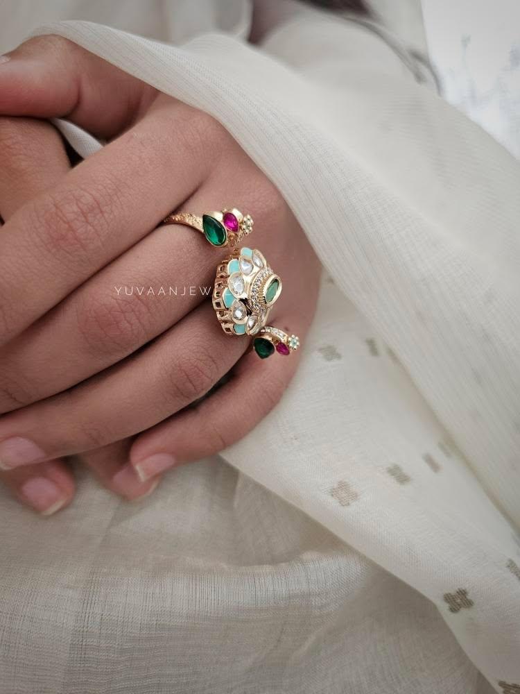 Zaliyah twin polki ring Thumbnail