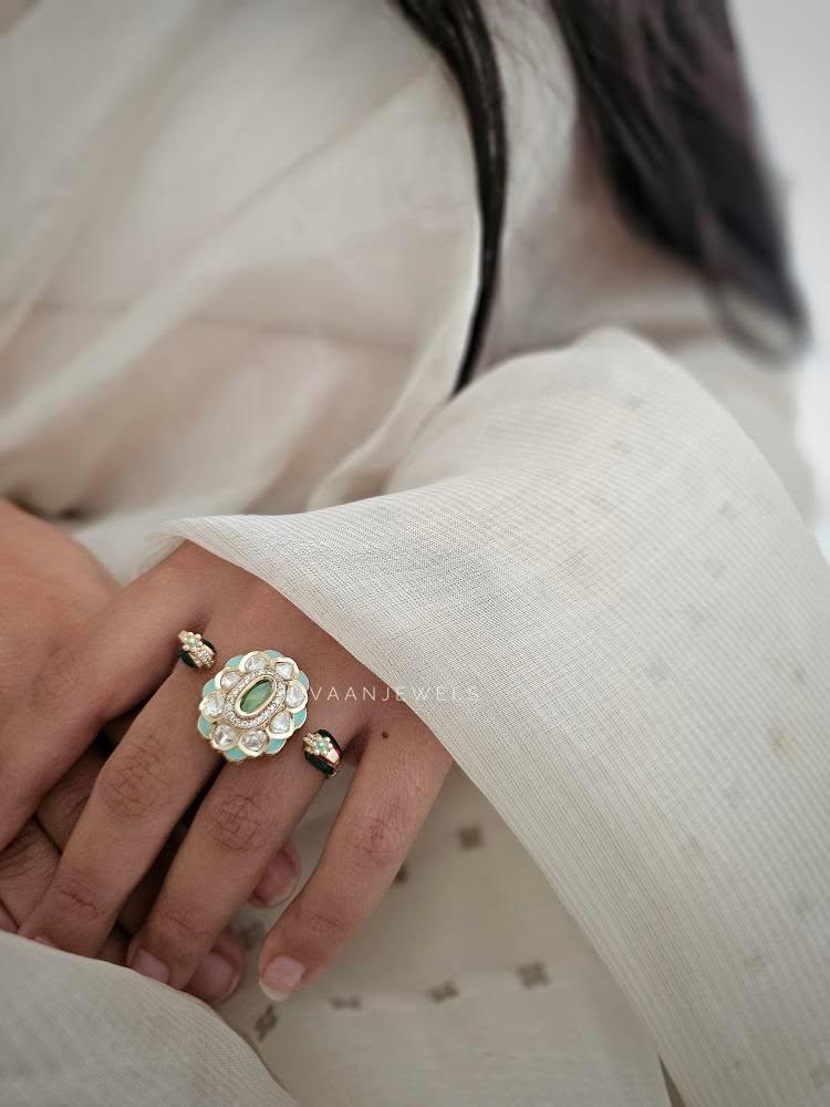 Zaliyah twin polki ring Thumbnail
