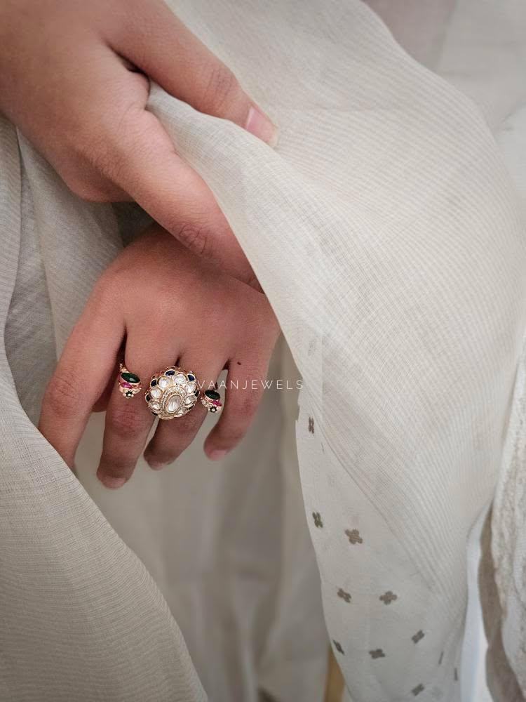 Zaliyah twin polki ring Thumbnail