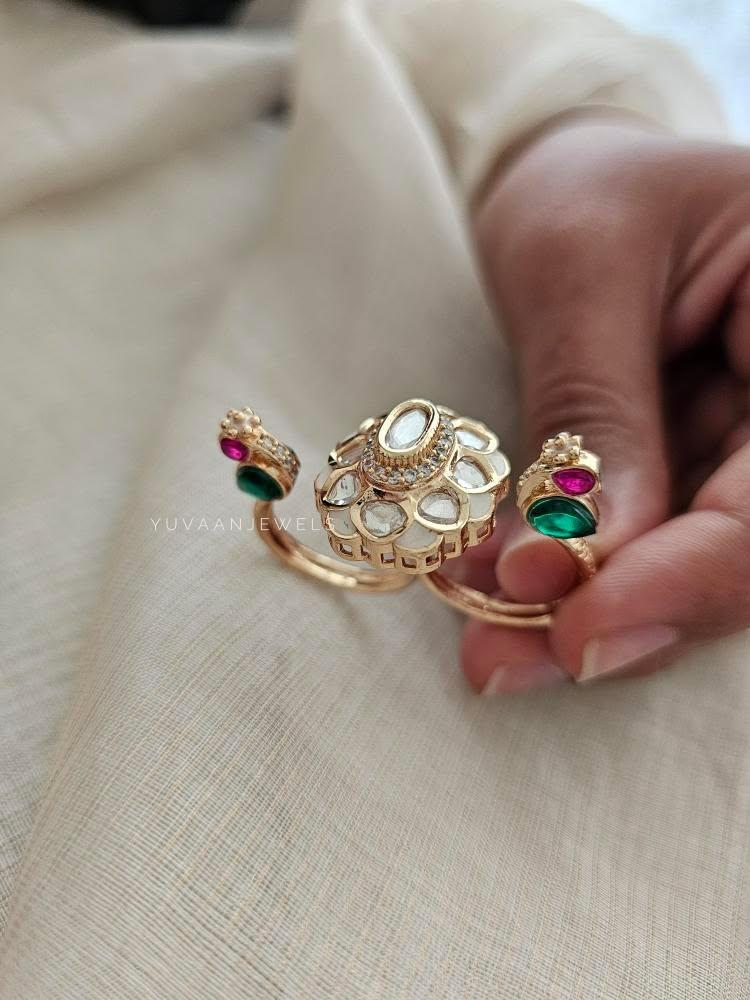 Zaliyah twin polki ring Thumbnail