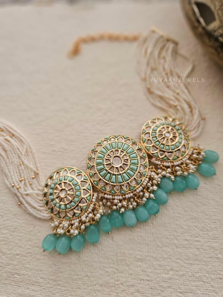 Vidhushi pearl and polki choker Thumbnail