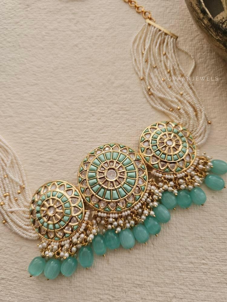 Vidhushi pearl and polki choker Thumbnail