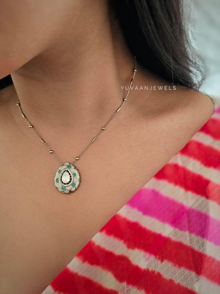 Karuna delicate polki necklace Thumbnail