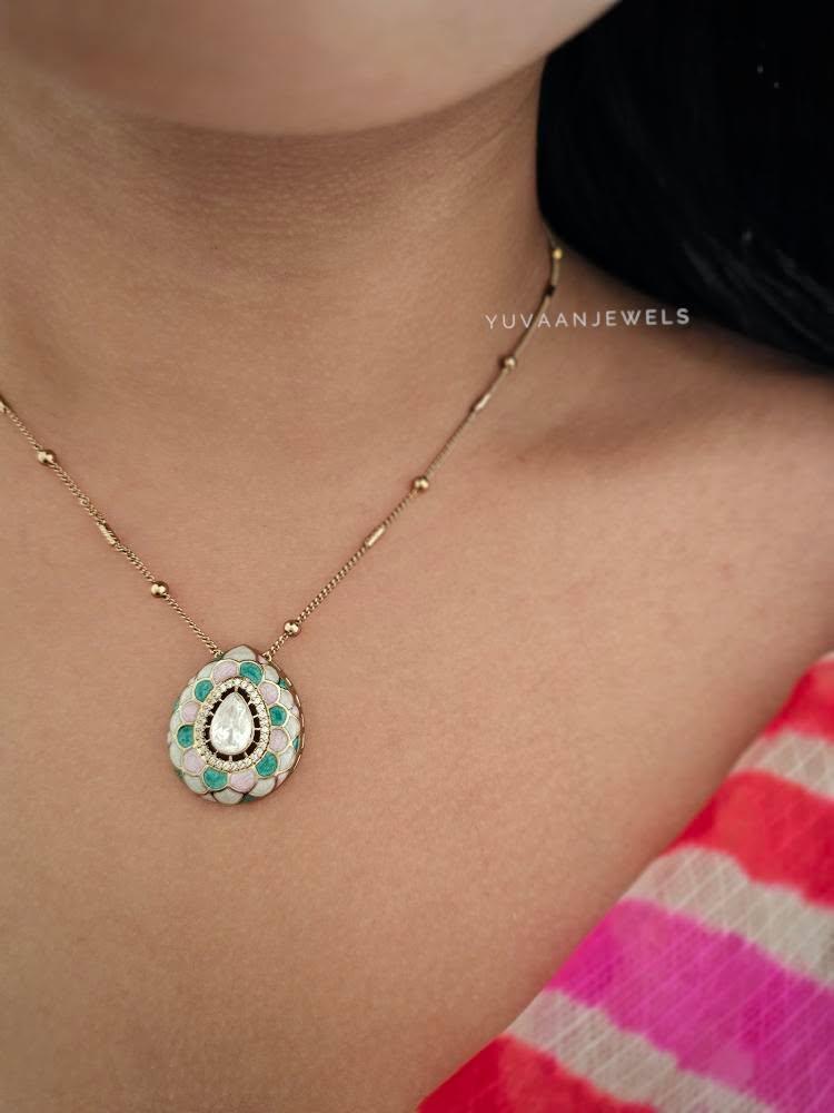 Karuna delicate polki necklace Thumbnail