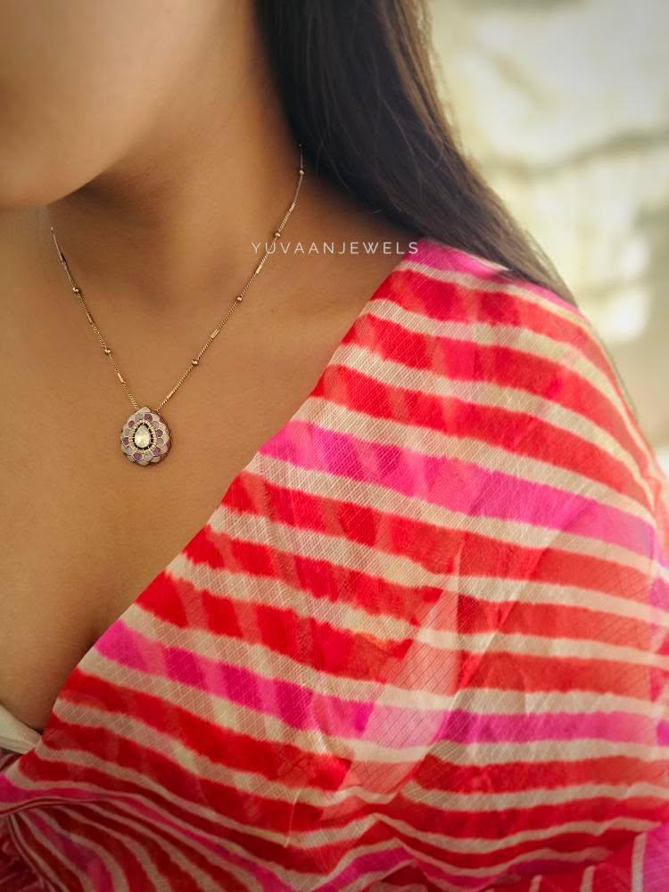Karuna delicate polki necklace Thumbnail