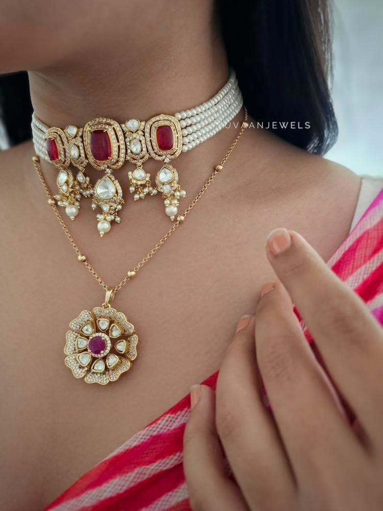Rachna pearl and polki choker Thumbnail