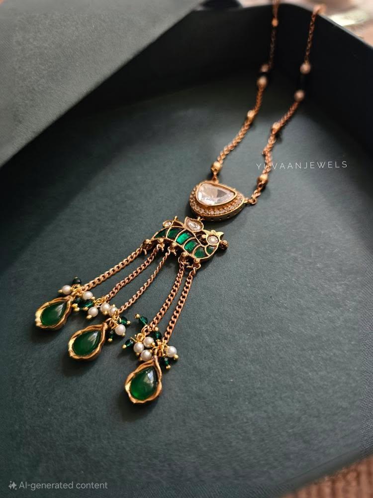 Kian delicate polki necklace Thumbnail