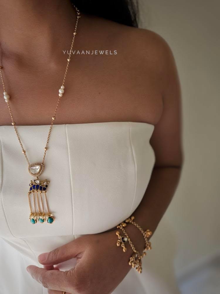 Kian delicate polki necklace Thumbnail