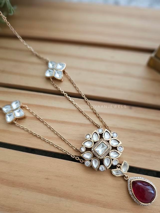 Finn delicate polki necklace Thumbnail