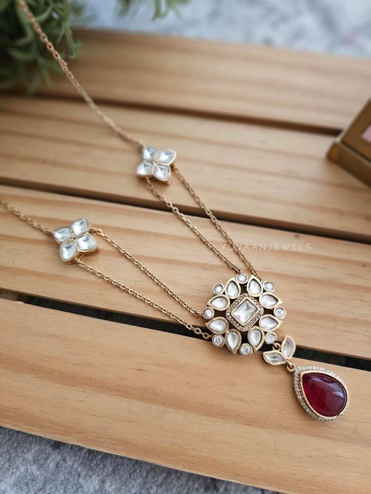 Finn delicate polki necklace Thumbnail