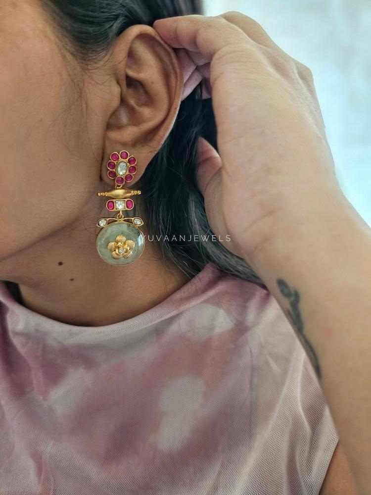 Joy quartz and polki earrings Thumbnail
