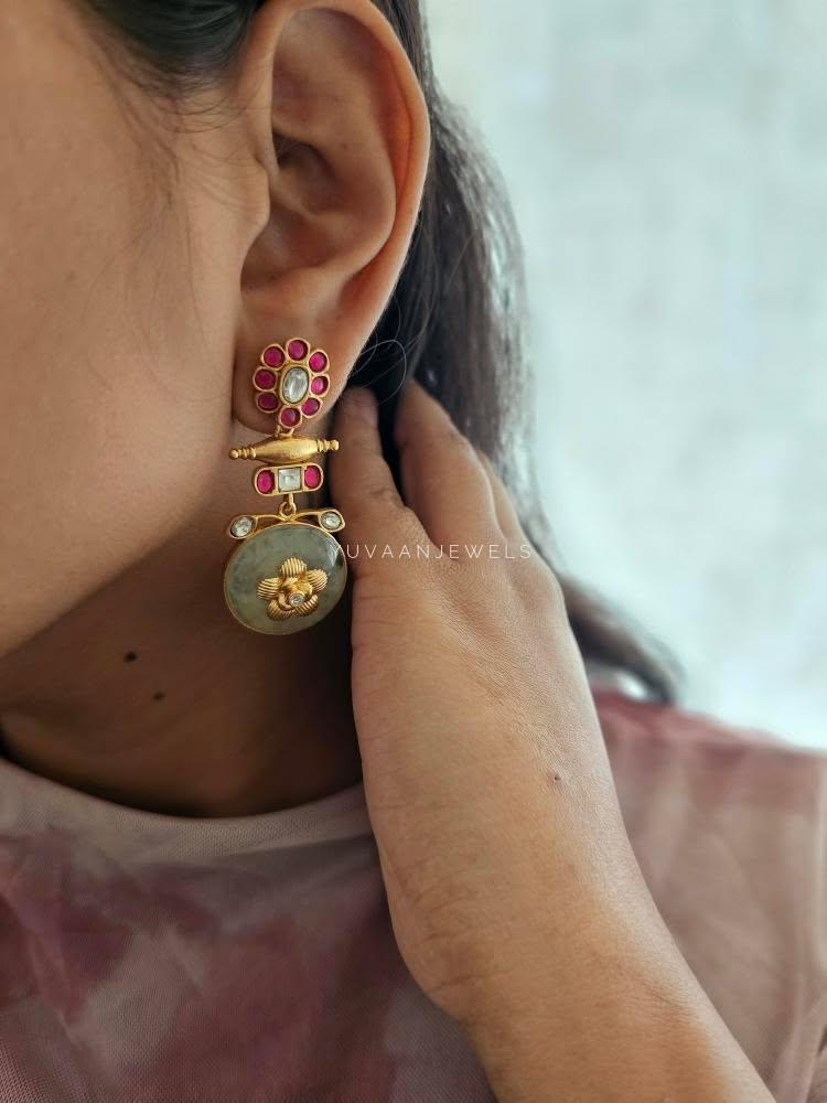Joy quartz and polki earrings Thumbnail