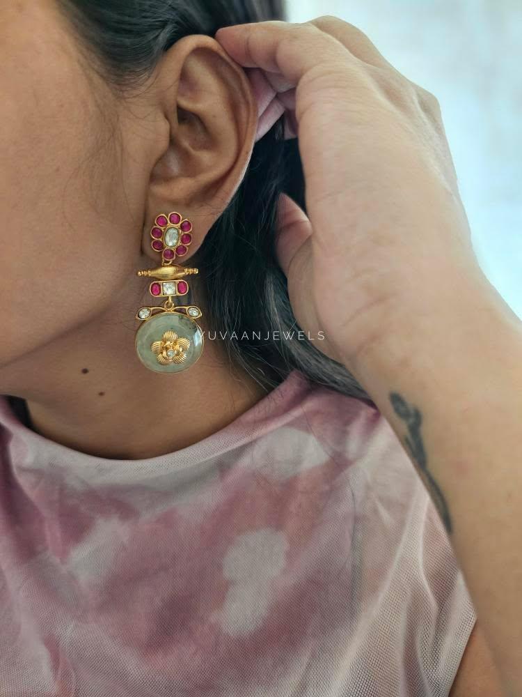 Joy quartz and polki earrings Thumbnail