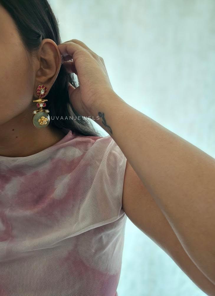 Joy quartz and polki earrings Thumbnail