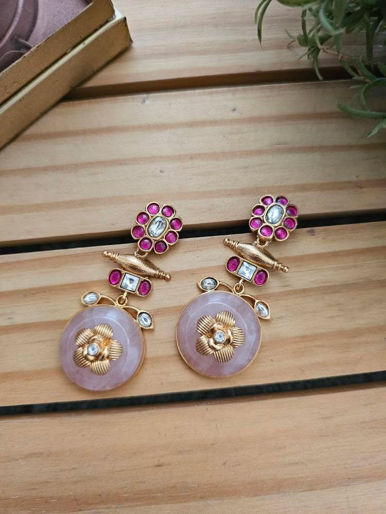 Joy quartz and polki earrings Thumbnail