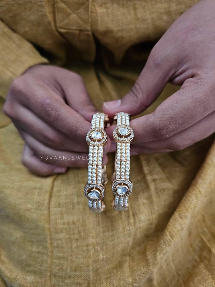 Shamsi polki and pearl bangles Thumbnail