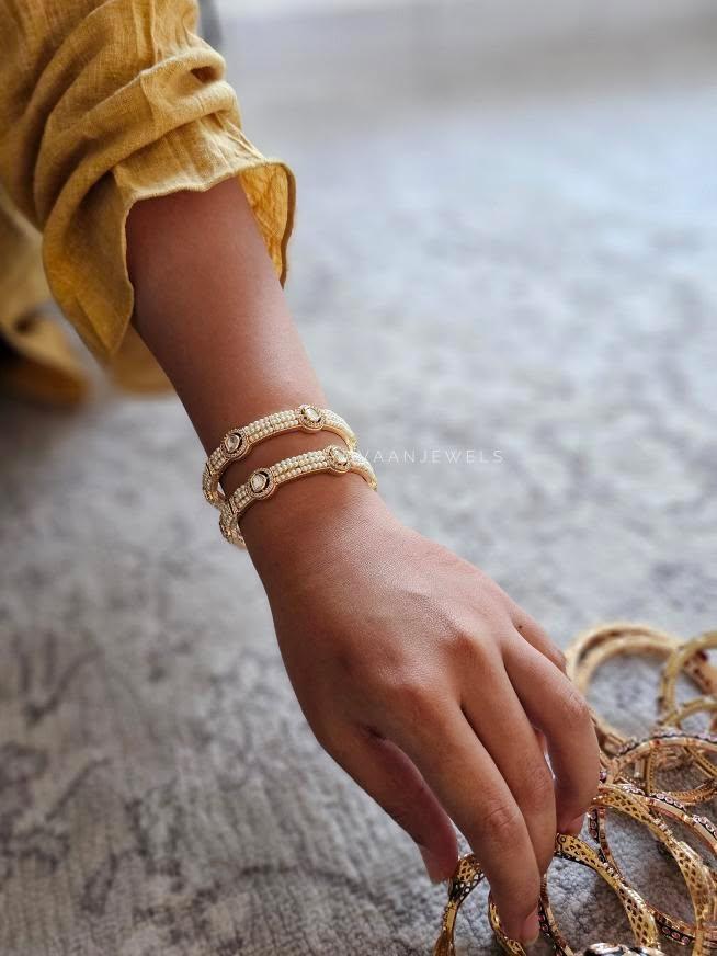 Shamsi polki and pearl bangles Thumbnail
