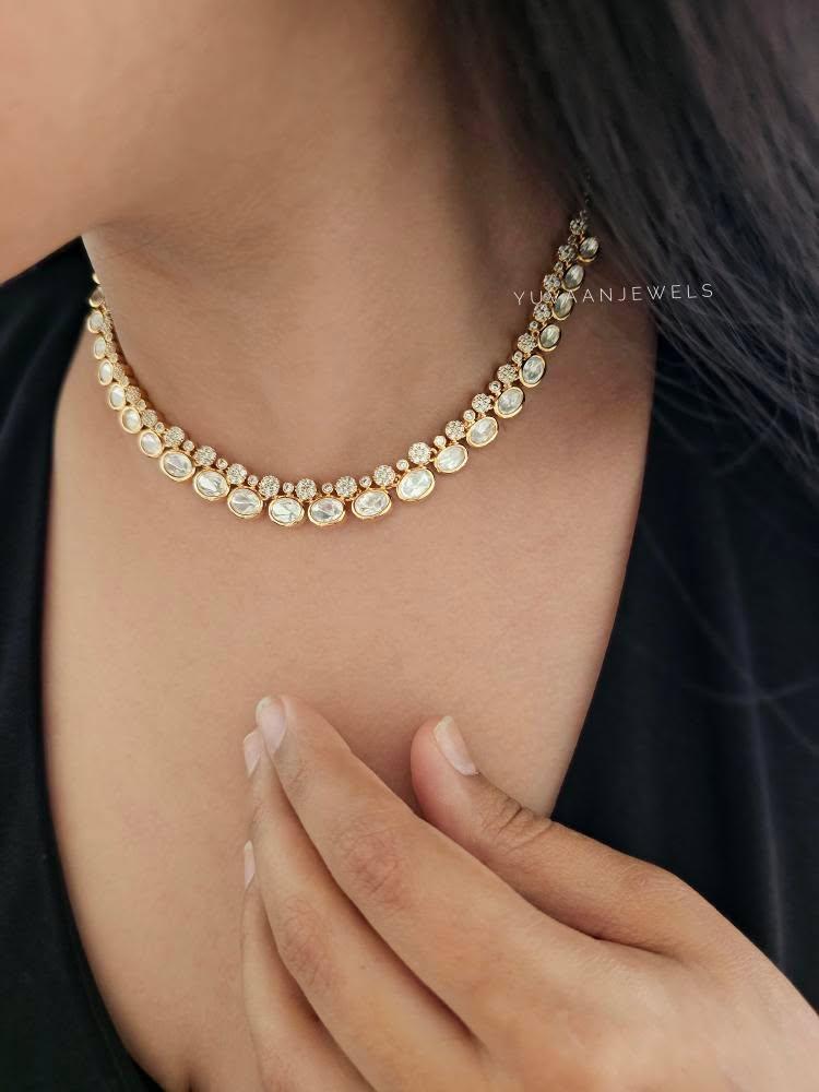 Divyani delicate polki necklace Thumbnail