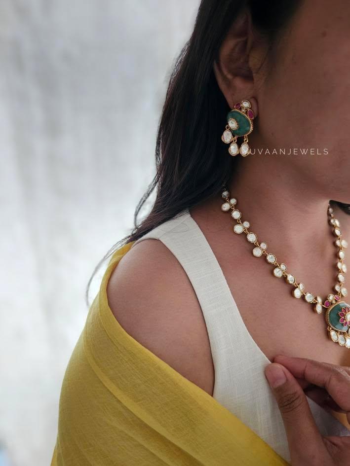 Resham quartz and polki necklace Thumbnail