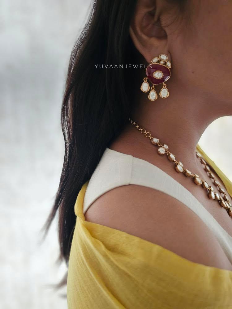 Resham quartz and polki necklace Thumbnail