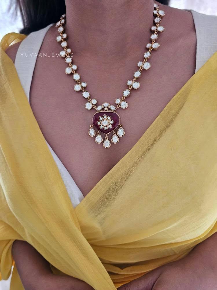 Resham quartz and polki necklace Thumbnail