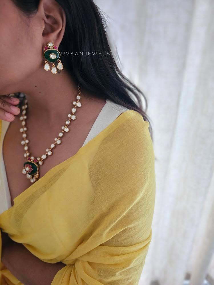 Resham quartz and polki necklace Thumbnail