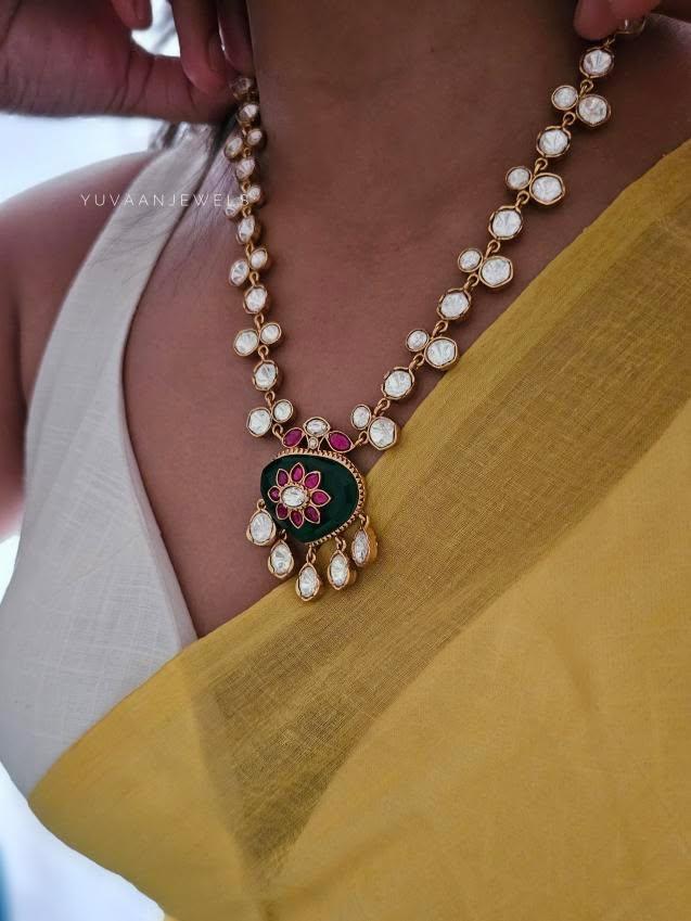 Resham quartz and polki necklace Thumbnail