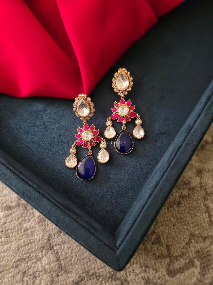 Adila quartz and polki earrings Thumbnail